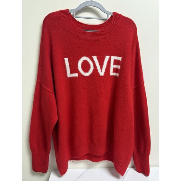 Vince Camuto Women’s XL Red LOVE Sweater Pullover Crew Neck Long Sleeve - Picture 1 of 4